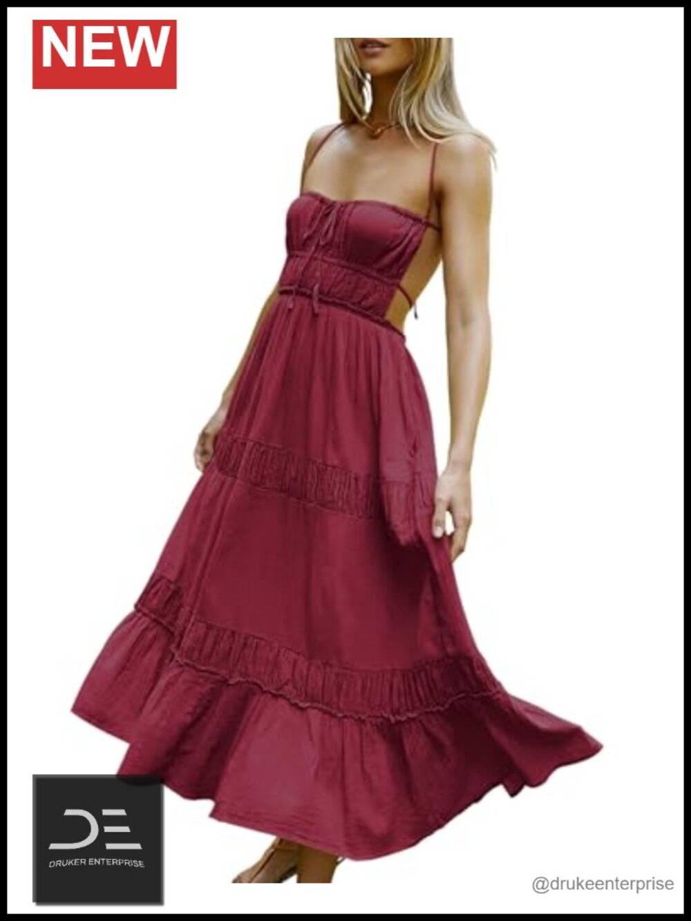 Flowy Maxi Dress Sleeveless Backless Beach Long Dress with Pockets
